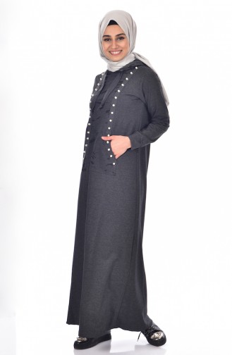 Smoke-Colored Hijab Dress 8036-07