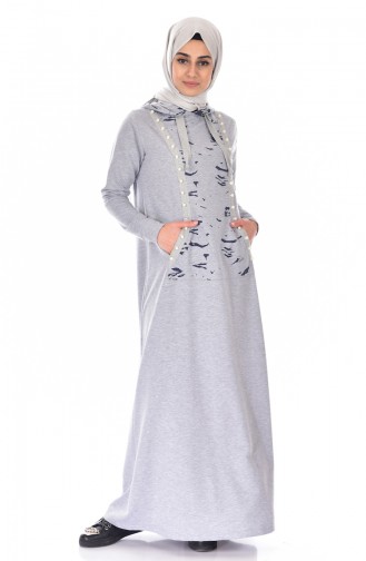 Gray Hijab Dress 8036-03