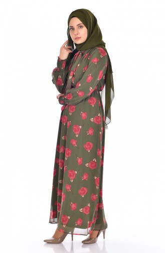 Khaki Hijab Dress 2508-01