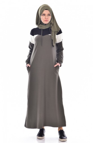 Khaki Hijab Dress 8007-03