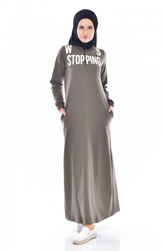 Khaki Hijab Kleider 8083-04