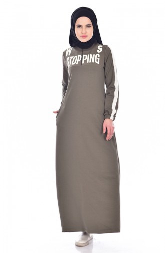 Khaki Hijab Kleider 8083-04