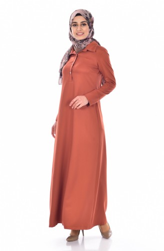 Brick Red Hijab Dress 4222-04