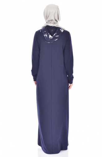 Navy Blue Hijab Dress 8036-02