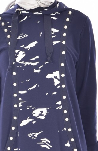 Navy Blue Hijab Dress 8036-02