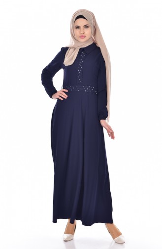 Navy Blue Hijab Dress 1857-06