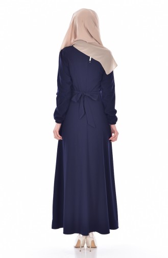 Navy Blue Hijab Dress 1857-06