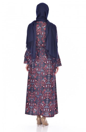 Navy Blue Hijab Dress 4126-01