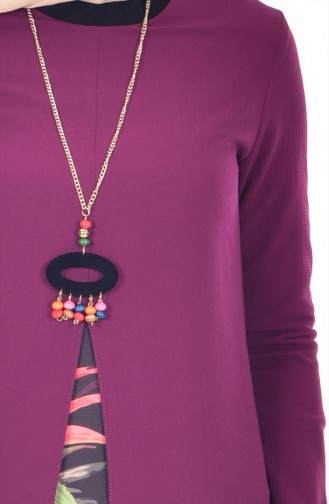 Tunique a Motifs et Collier 5403-05 Plum 5403-05