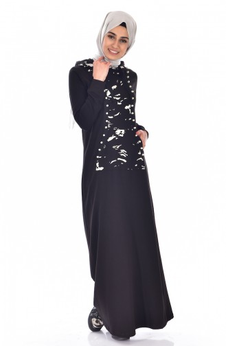Black Hijab Dress 8036-01