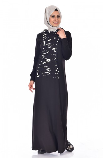 Black Hijab Dress 8036-01