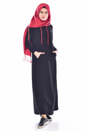 Black Hijab Dress 8065-03