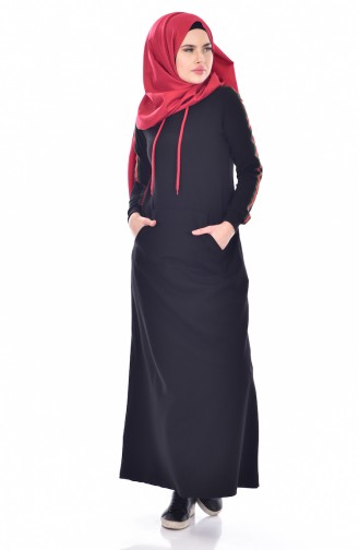 Black Hijab Dress 8065-03