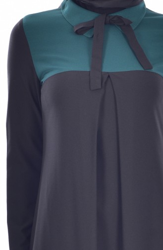 Robe Détail Col Noeud 3008-09 Noir Vert emeraude 3008-09