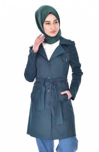 Buttoned Trenchcoat 0127-02 Emerald Green 0127-02