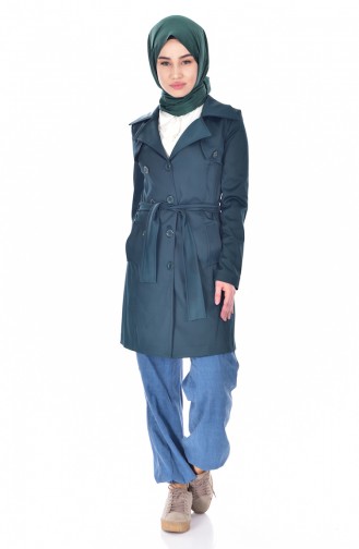 Buttoned Trenchcoat 0127-02 Emerald Green 0127-02