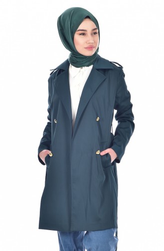 Buttoned Belted Trenchcoat 0128-02 Emerald Green 0128-02