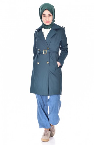 Buttoned Belted Trenchcoat 0128-02 Emerald Green 0128-02
