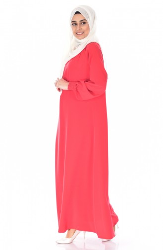 Light Brick Red Hijab Dress 0021-18