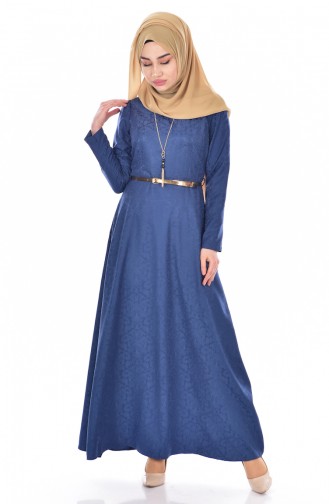 Hell-Dunkelblau Hijab Kleider 3951-10