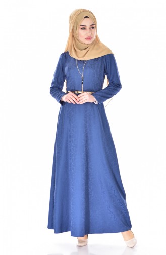Light Navy Blue Hijab Dress 3951-10