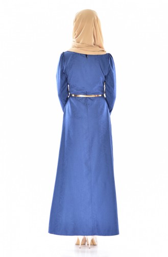 Light Navy Blue İslamitische Jurk 3951-10