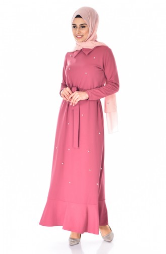 Pearl Belt Dress 1638-04 Rose Dry 1638-04