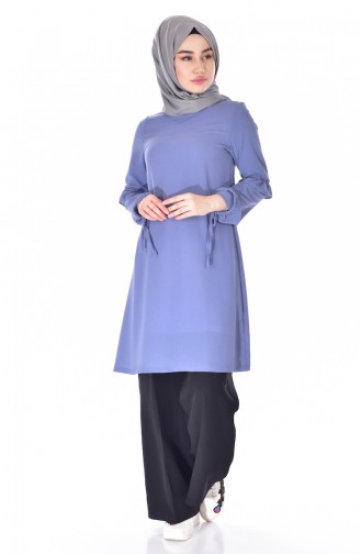 Crepe Laced Tunic 7355-03 Indigo 7355-03