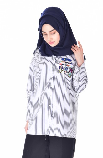 Striped Shirt 13007-01 Navy Blue 13007-01