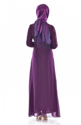 Purple Hijab Evening Dress 3315-05