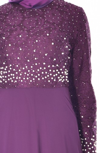 Purple Hijab Evening Dress 3315-05