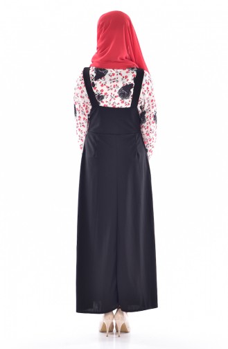طقم فستان بتصميم بدون أكمام وقميص 1945-01 لون أسود 1945-01