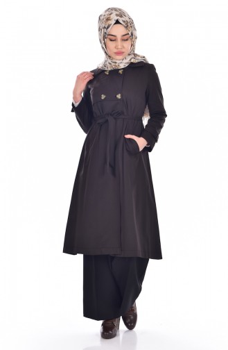 Trenchcoat mit Gürtel 6779-02 Schwarz 6779-02