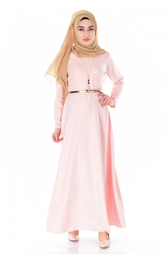 Salmon Hijab Dress 3951-11