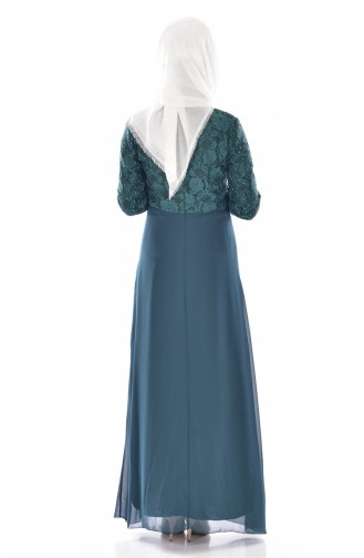 Green Hijab Evening Dress 3315-06