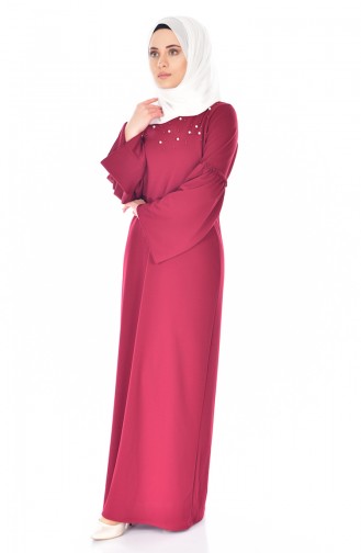 Spanish Sleeve Dress with Pearls 5102-01 Burgundy 5102-01