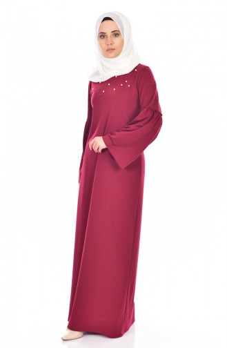 Spanish Sleeve Dress with Pearls 5102-01 Burgundy 5102-01