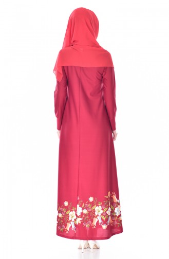 Claret Red Hijab Dress 5106-02