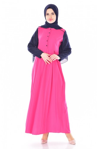 W. B Buttoned Dress 5733-10 Fuchsia 5733-10