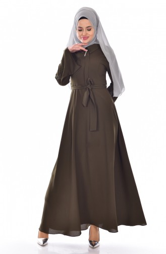 Kleid mit Stickerei 18302-04 Khaki 18302-04