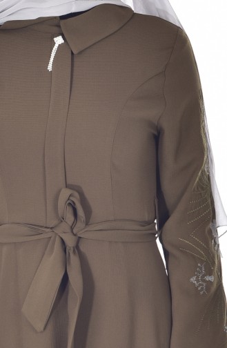 Kleid mit Stickerei 18302-04 Khaki 18302-04