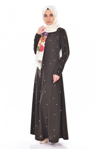 Khaki Hijab Dress 0210-03