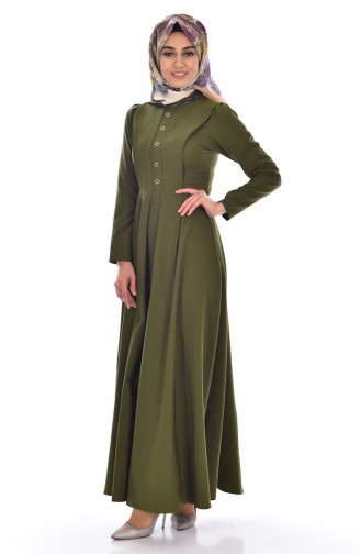 Khaki Hijab Dress 8119-04