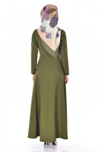Khaki Hijab Dress 8119-04