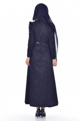 Dunkelblau Hijab Kleider 3020-06