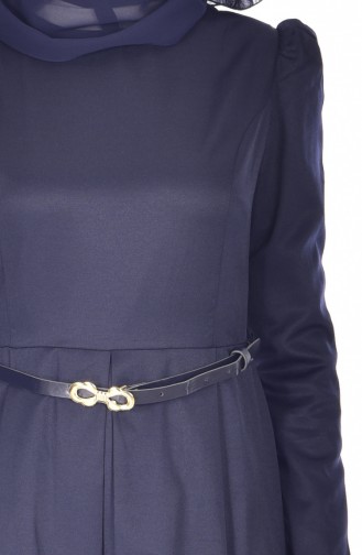Navy Blue Hijab Dress 3020-06
