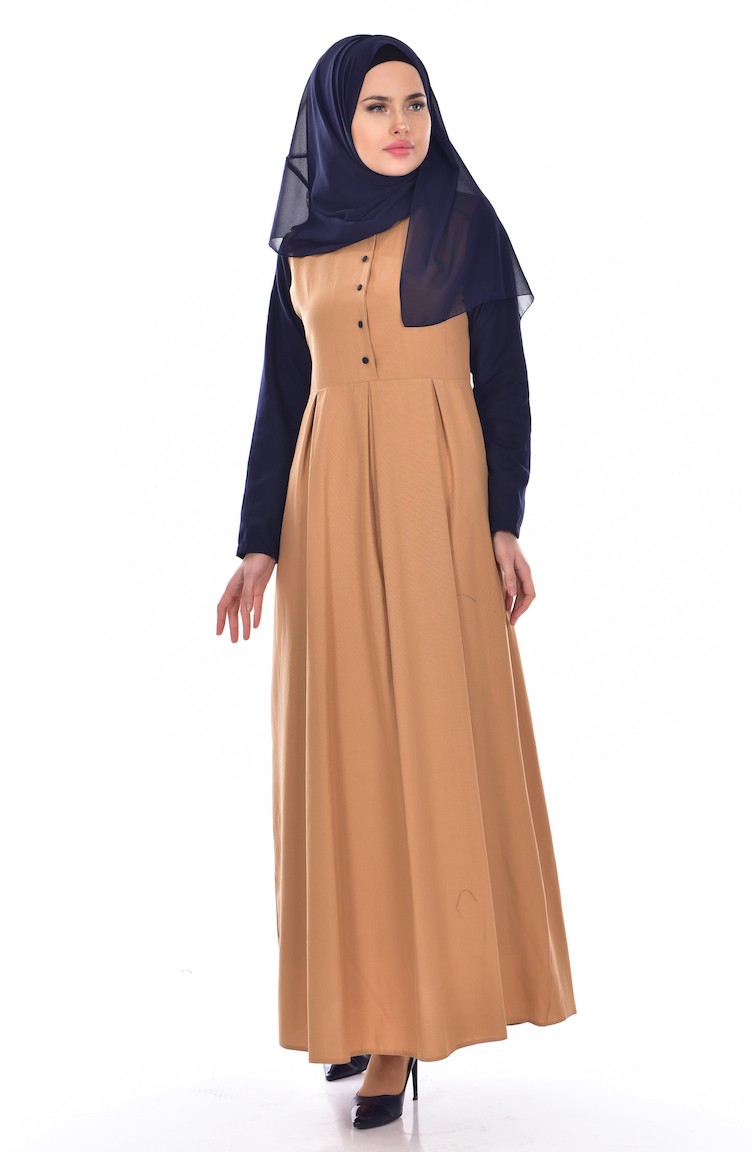 Mustard Hijab Dress 573303 Sefamerve