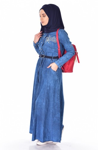 Denim Blue Hijab Dress 4414-01