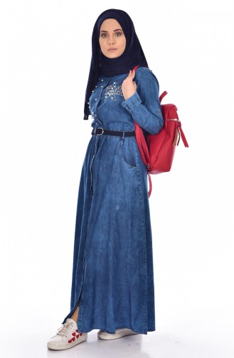 Denim Blue Hijab Dress 4414-01