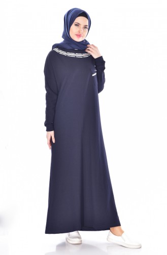 Yarasa Kol Elbise 8079-02 Lacivert
